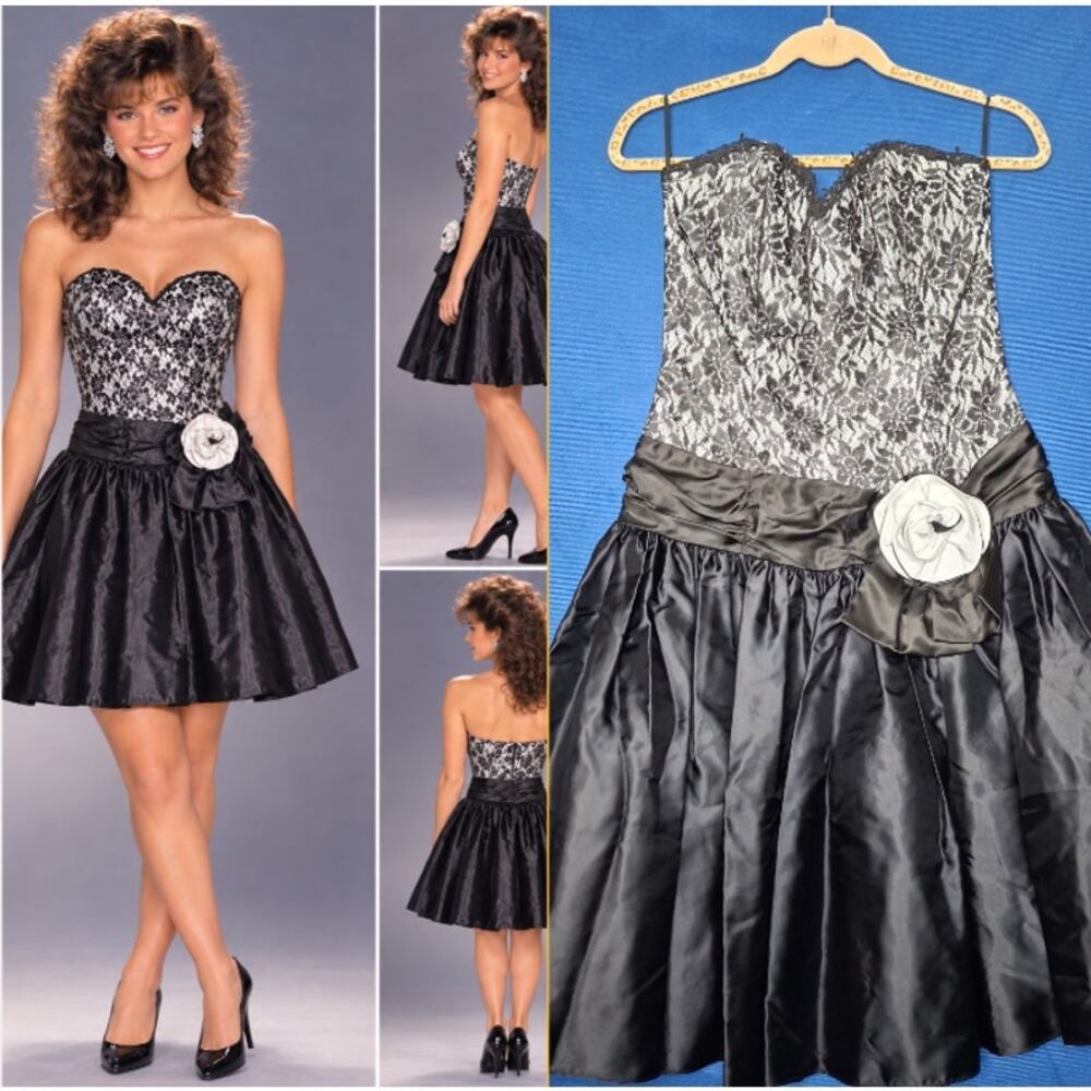 Vintage Scott McClintock Strapless Dress Goth Prom Romantic 80s 90s Whimsigoth